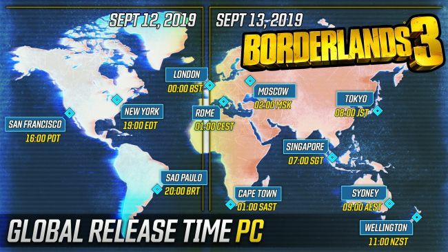 Borderlands 3 Will Be Pre-Loaded On PC And Worldwide Launch Times Announced