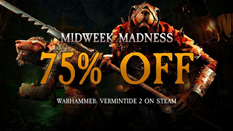 Get 75% off on Warhammer: Vermintide 2 and 33% off all DLC's in the Midweek Madness