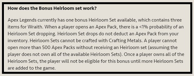 apex legends heirloom set drop rate